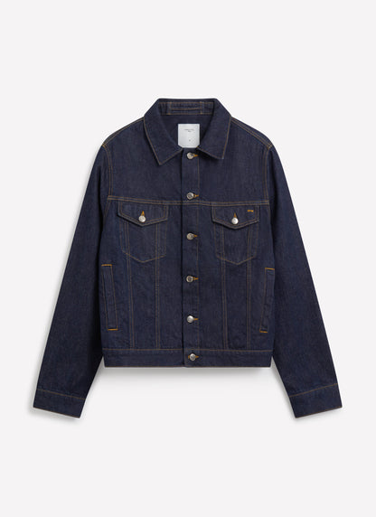Men's Denim Trucker Jacket - Dark Indigo Blue | Percival