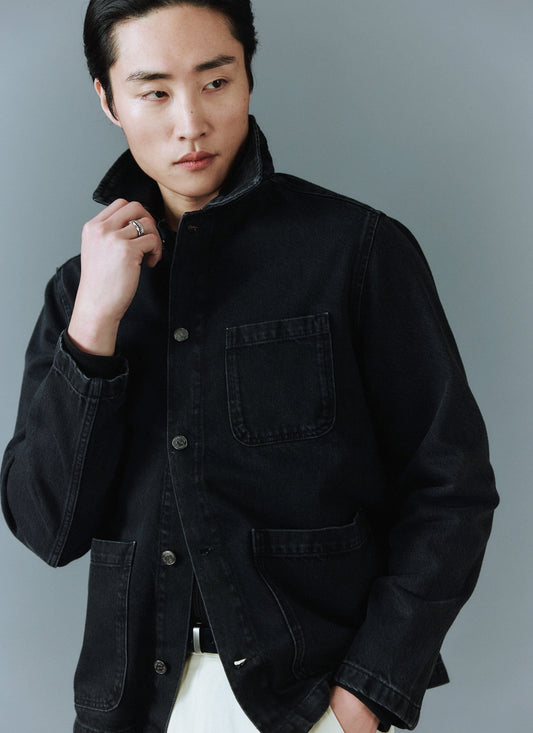 Men's Chore Jacket - Denim - Dark Indigo Blue | Percival