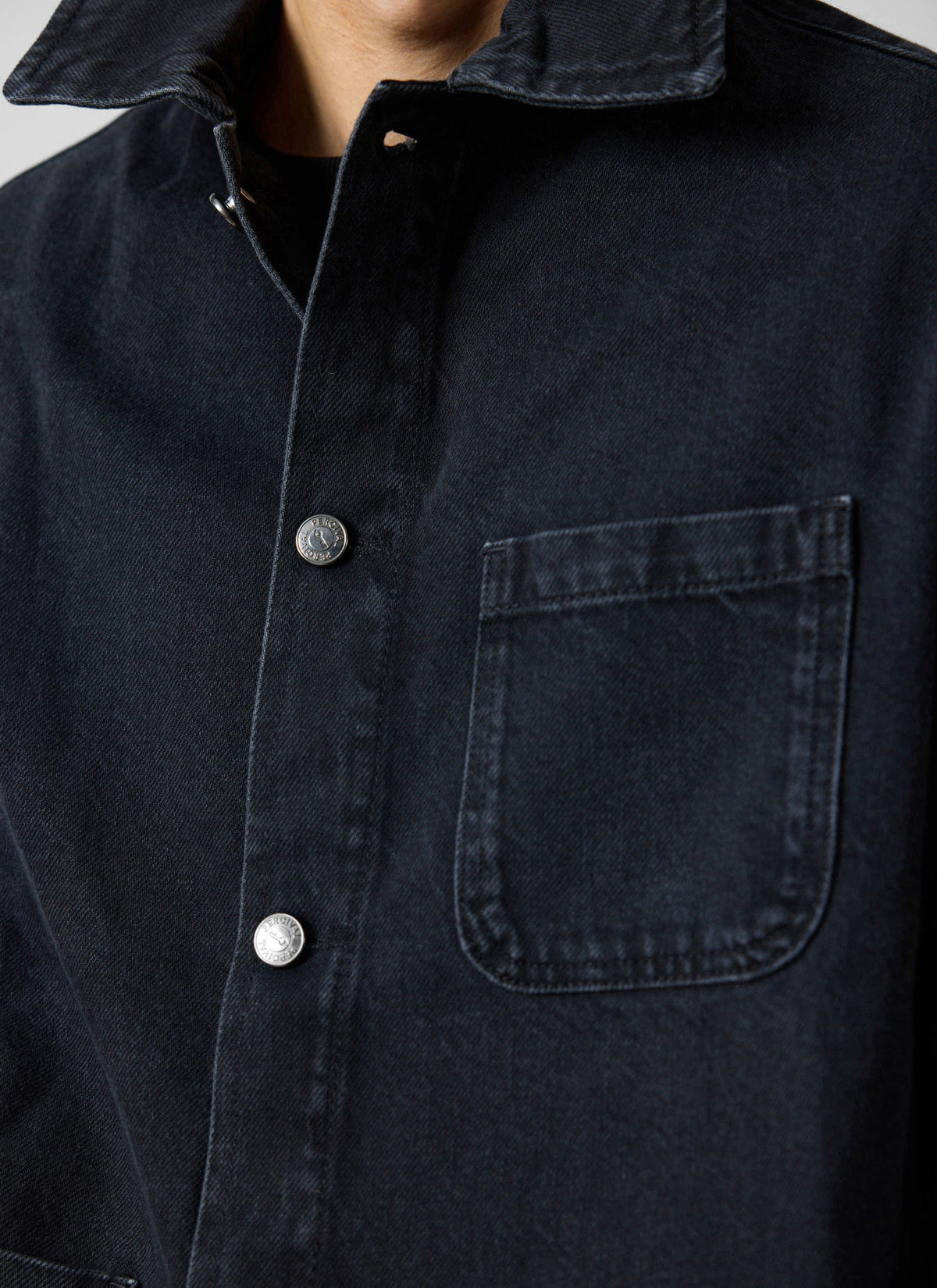 Men's Chore Jacket - Denim - Dark Indigo Blue | Percival