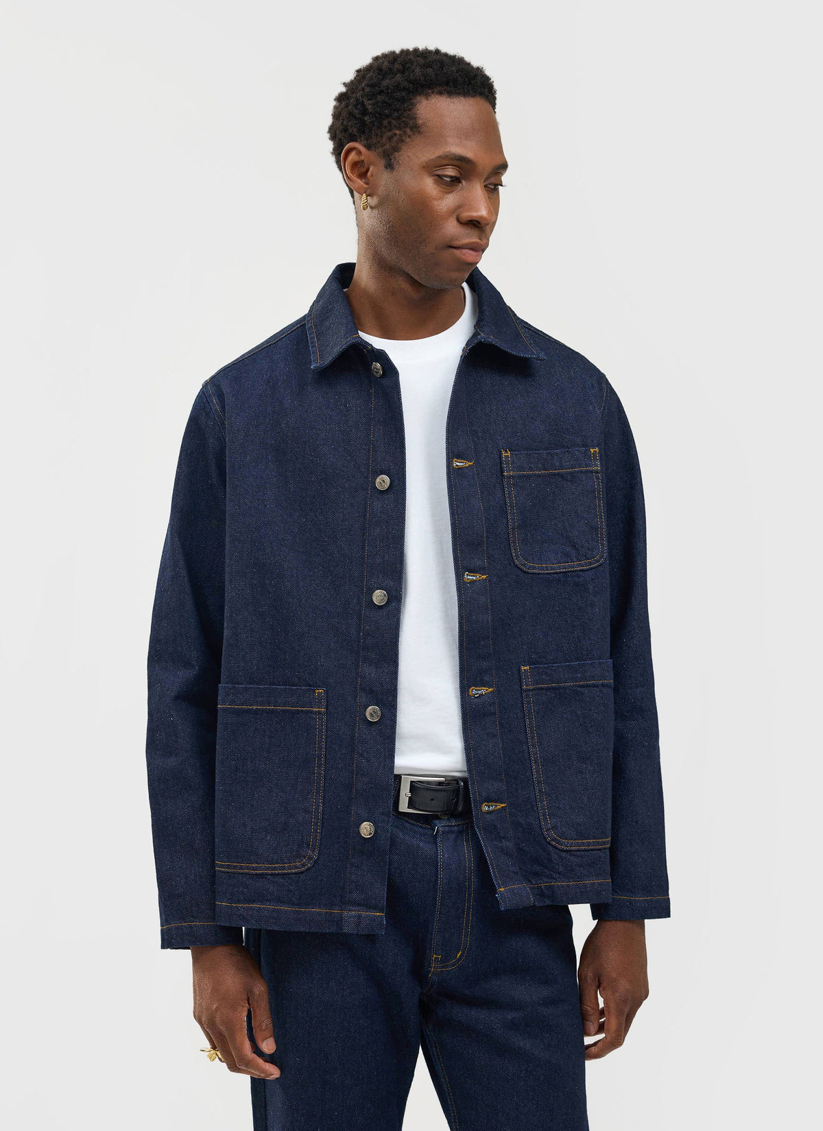 Men's Chore Jacket - Denim - Dark Indigo Blue | Percival