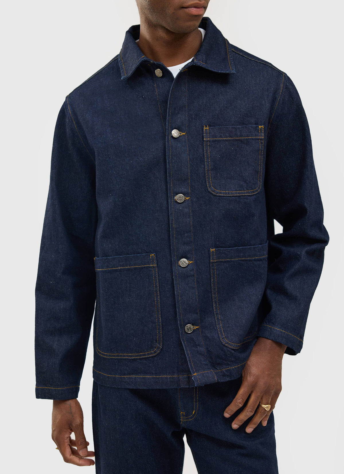 Men's Chore Jacket - Denim - Dark Indigo Blue | Percival