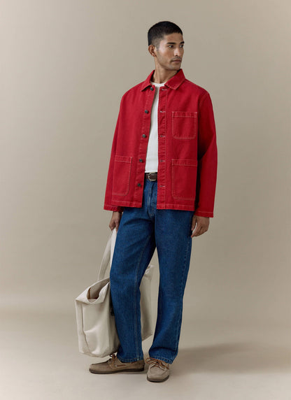 Men's Chore Jacket - Denim - Red | Percival