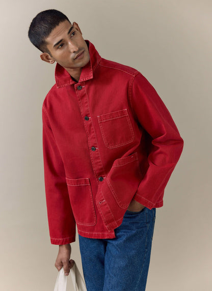 Men's Chore Jacket - Denim - Red | Percival