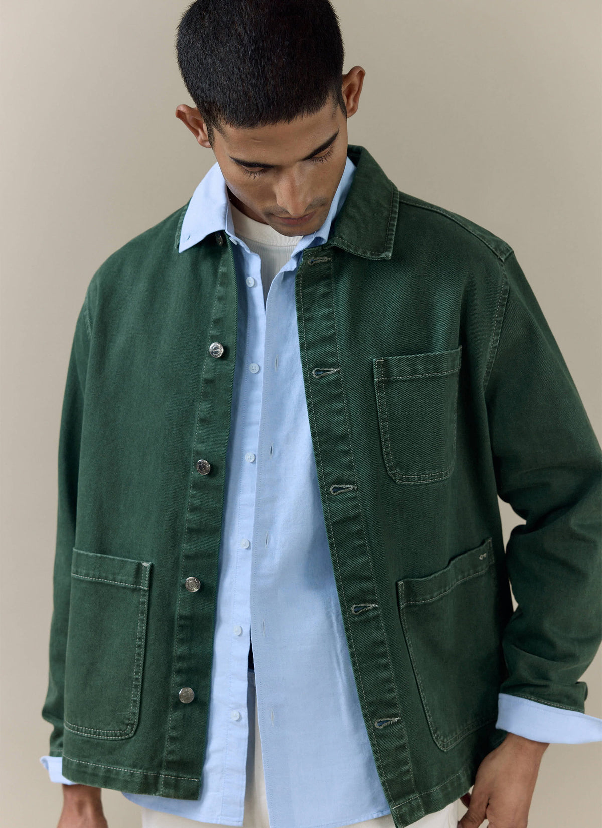 Men's Chore Jacket - Denim - Green | Percival