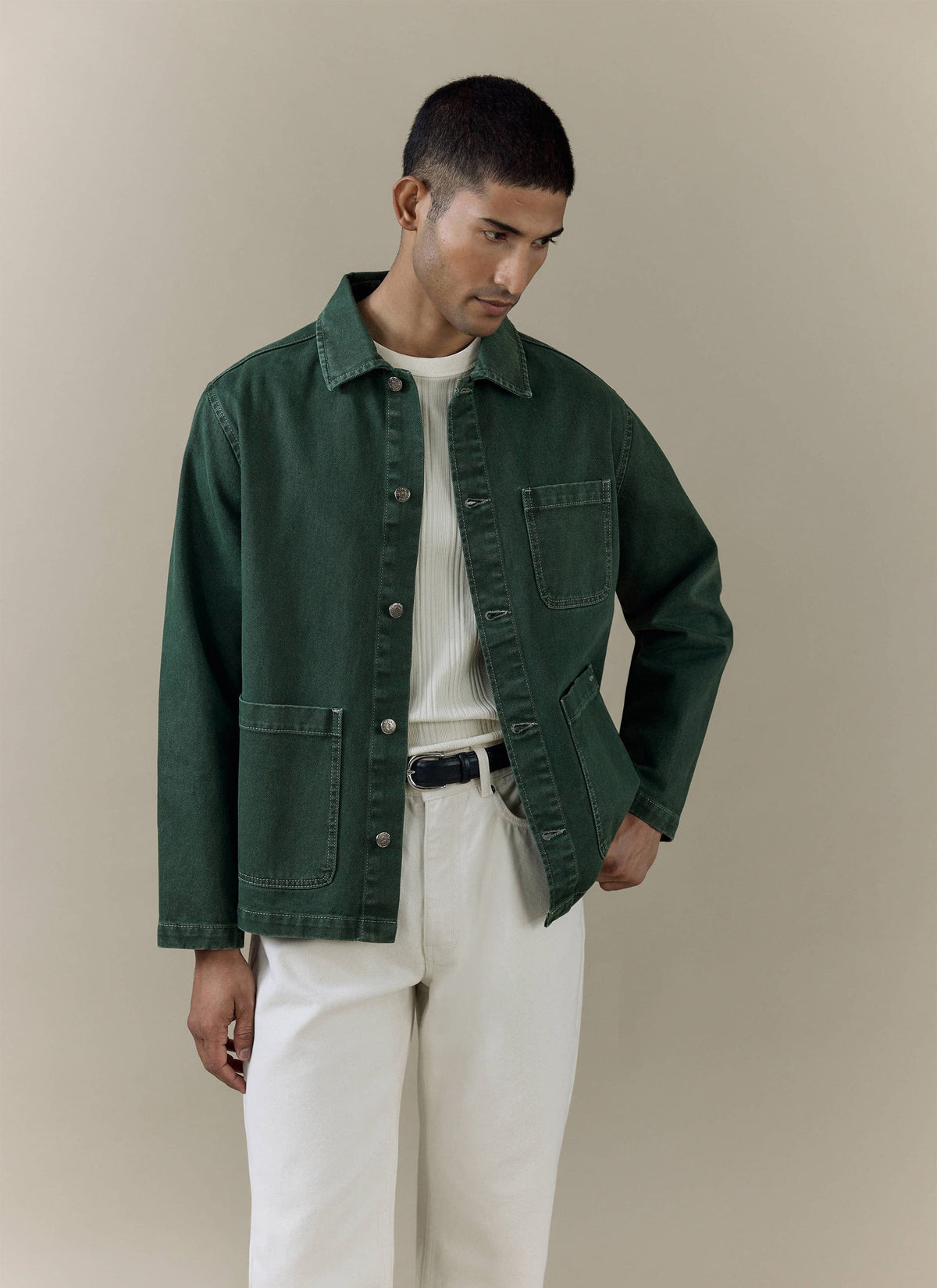 Men's Chore Jacket - Denim - Green | Percival