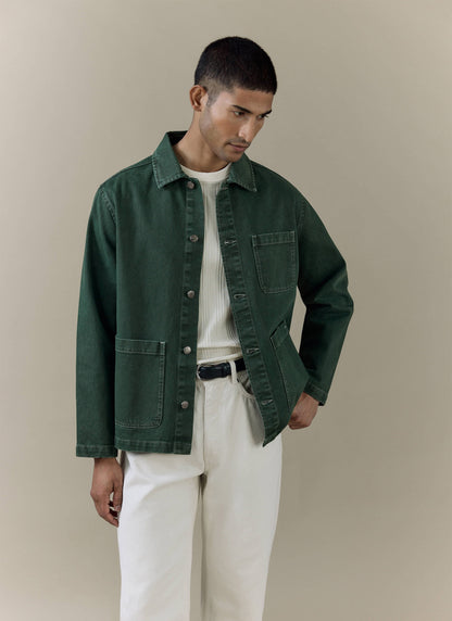 Men's Chore Jacket - Denim - Green | Percival