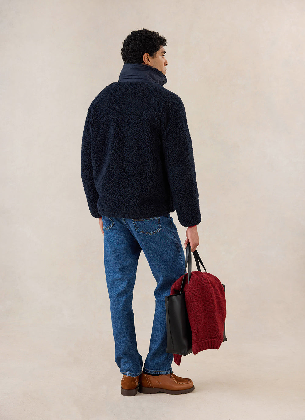 Men's Wool Fleece Jacket - Navy Blue | Percival