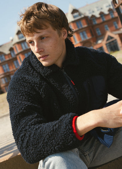 Men's Wool Fleece Jacket - Navy Blue | Percival