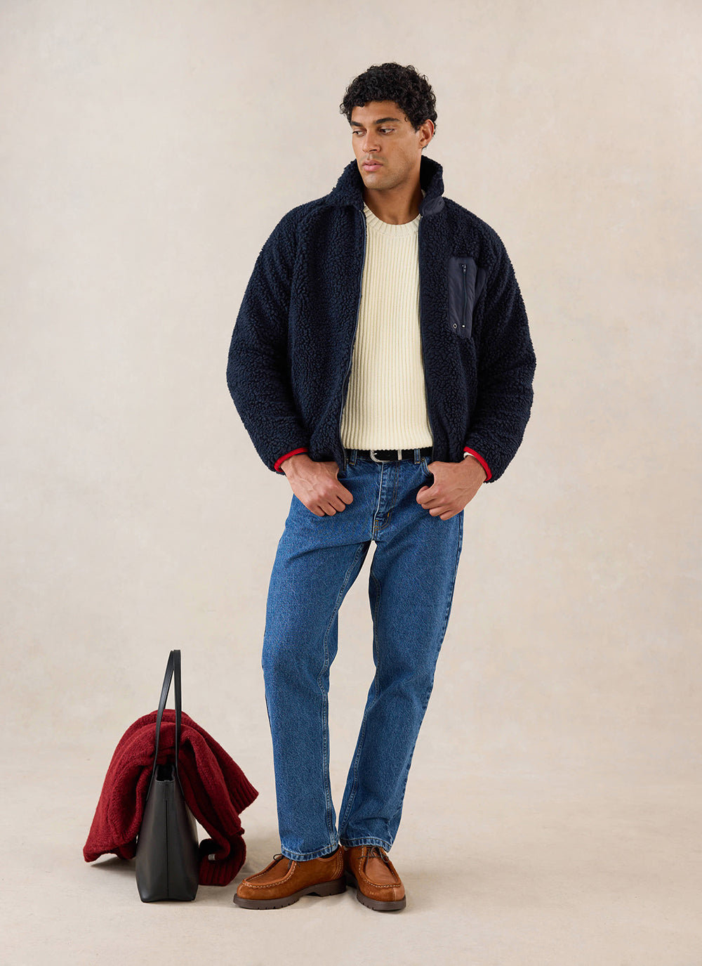 Men's Wool Fleece Jacket - Navy Blue | Percival