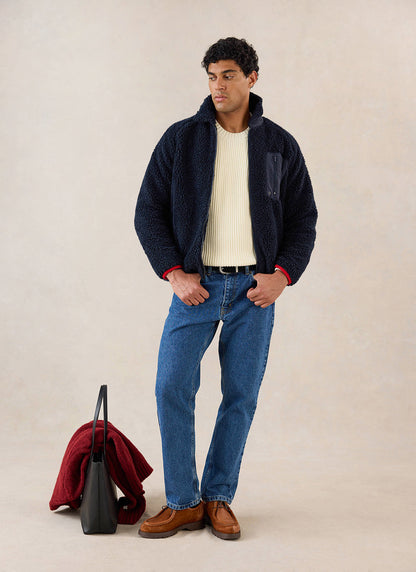 Men's Wool Fleece Jacket - Navy Blue | Percival