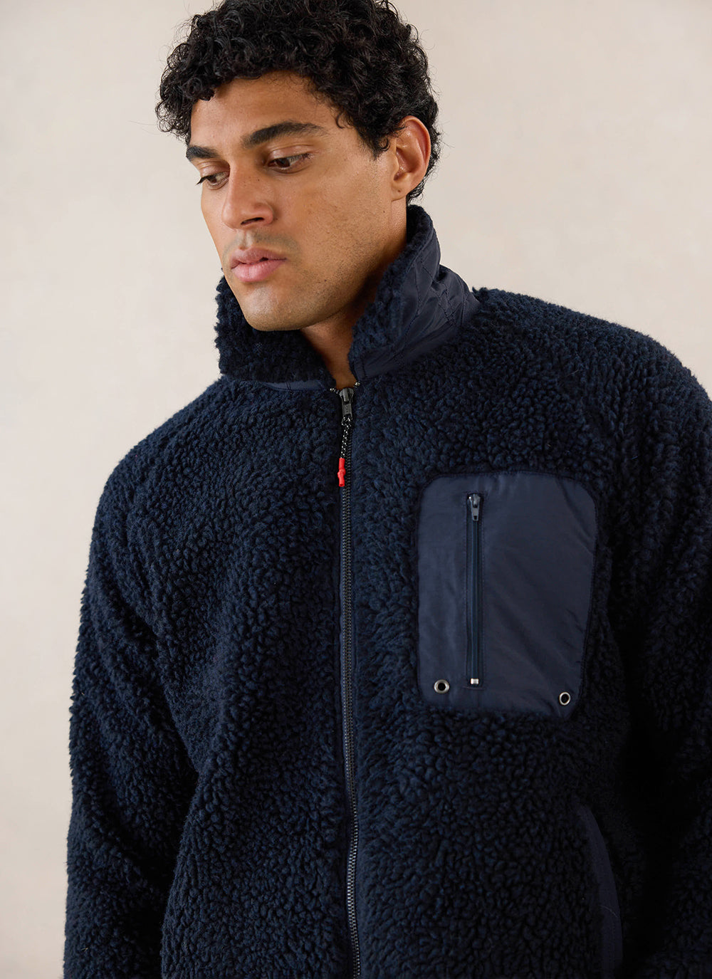 Men's Wool Fleece Jacket - Navy Blue | Percival