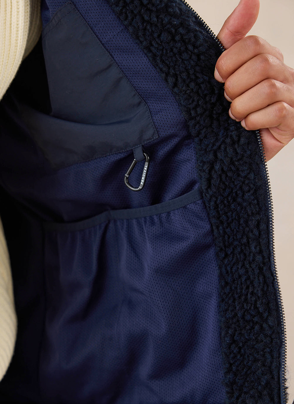 Men's Wool Fleece Jacket - Navy Blue | Percival
