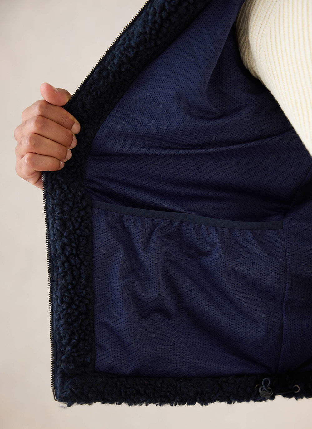 Men's Wool Fleece Jacket - Navy Blue | Percival