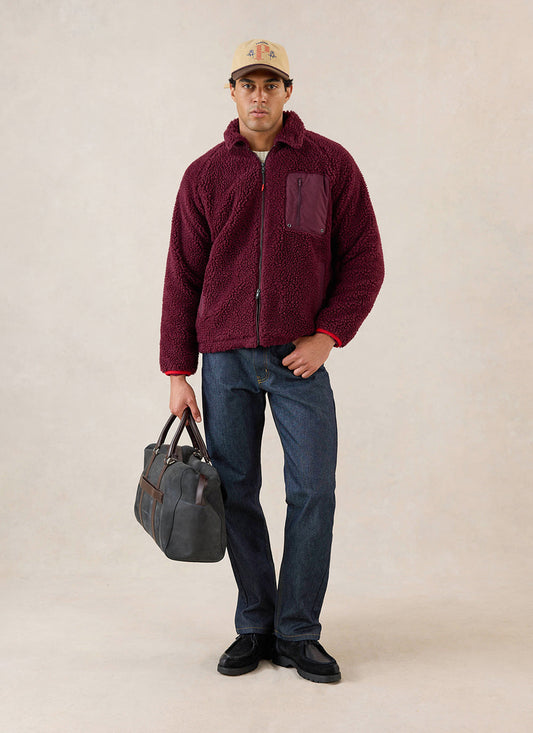 Men's Wool Fleece Jacket - Burgundy | Percival