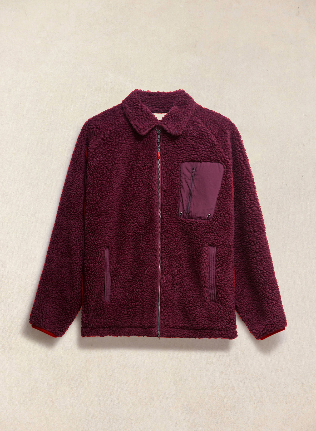 Men's Wool Fleece Jacket - Burgundy | Percival
