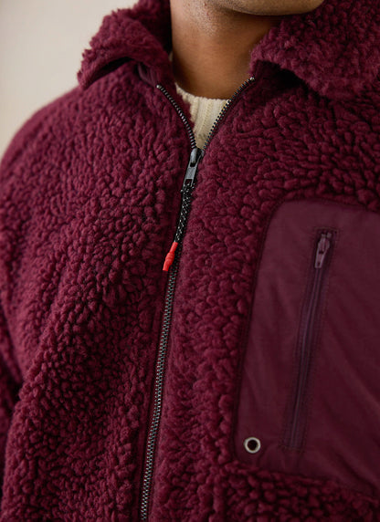 Men's Wool Fleece Jacket - Burgundy | Percival