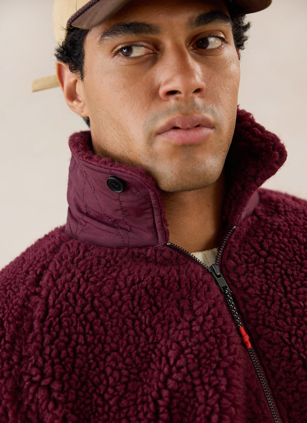 Men's Wool Fleece Jacket - Burgundy | Percival