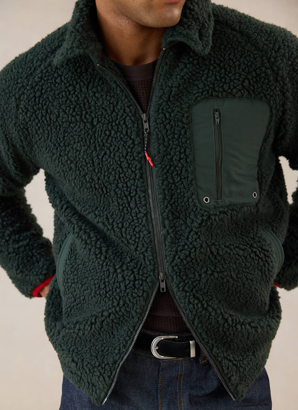 Men's Wool Fleece Jacket - Forest Green | Percival