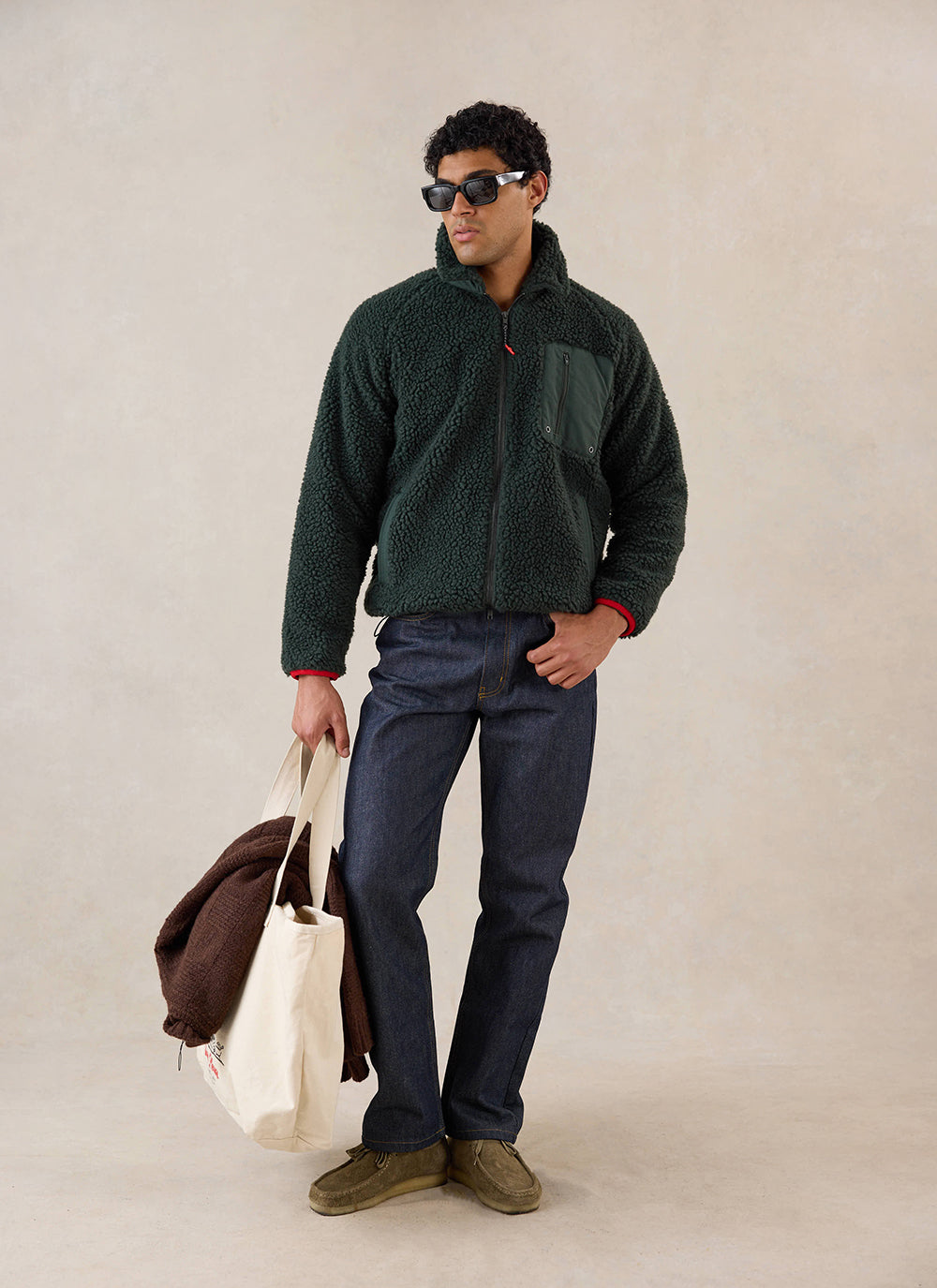 Men's Wool Fleece Jacket - Forest Green | Percival