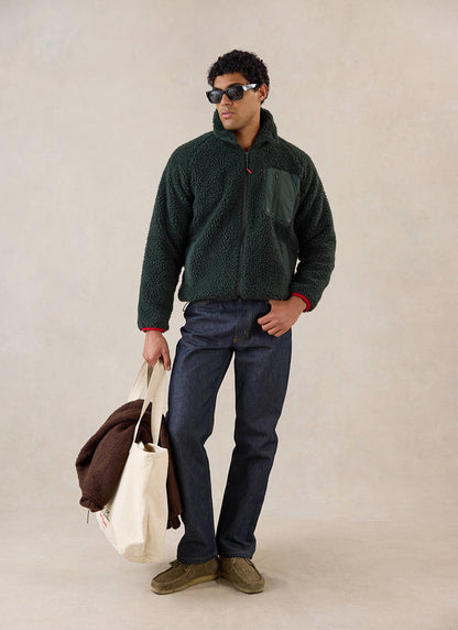 Men's Wool Fleece Jacket - Forest Green | Percival