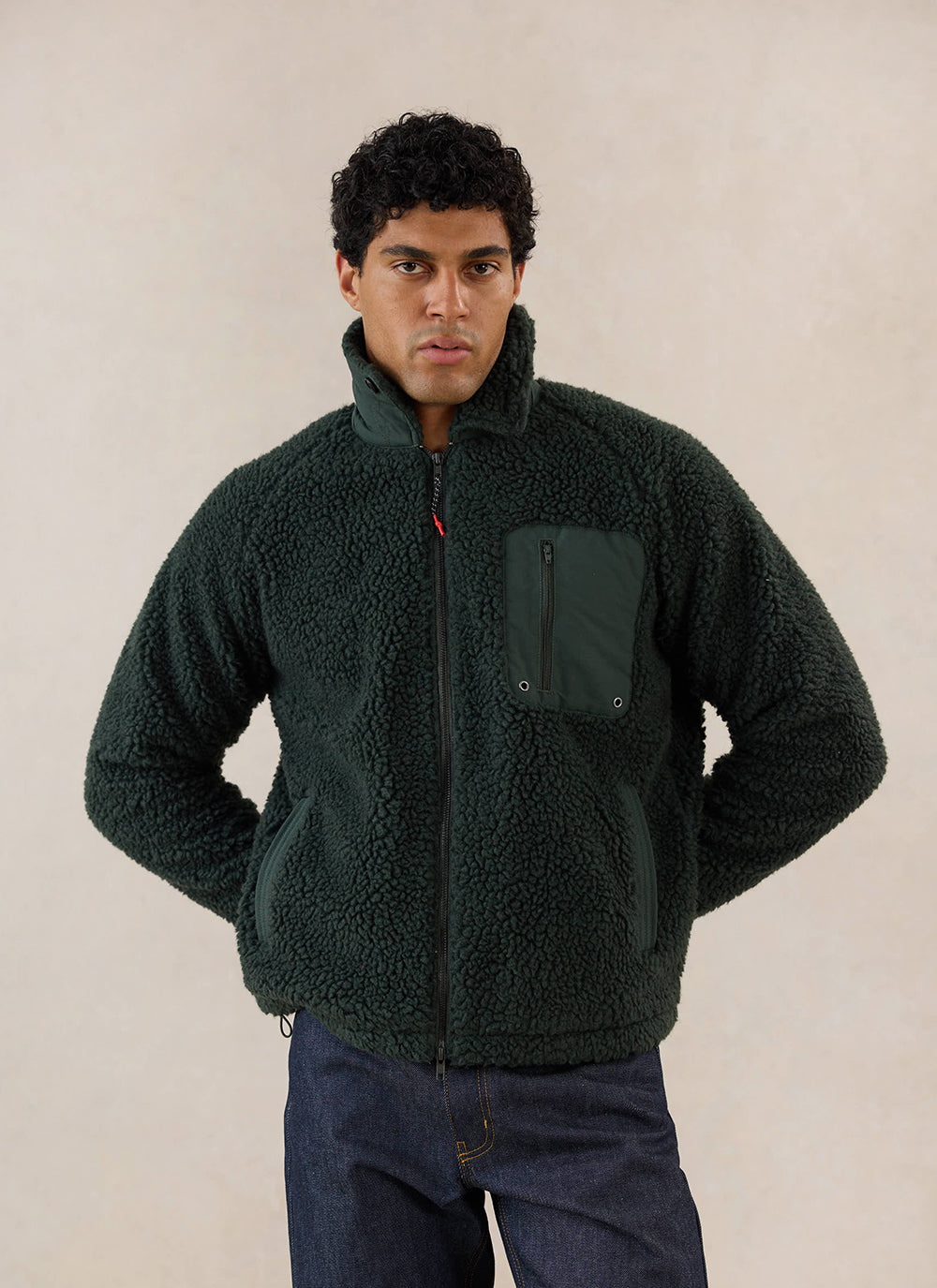 Men's Wool Fleece Jacket - Forest Green | Percival