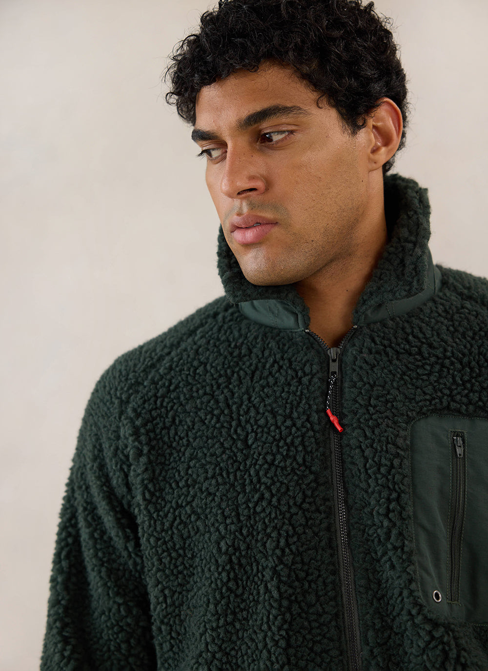 Men's Wool Fleece Jacket - Forest Green | Percival
