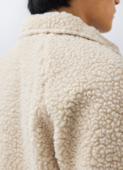 Men’s Full Zip Fleece Jacket - Wool - Ecru Cream | Percival