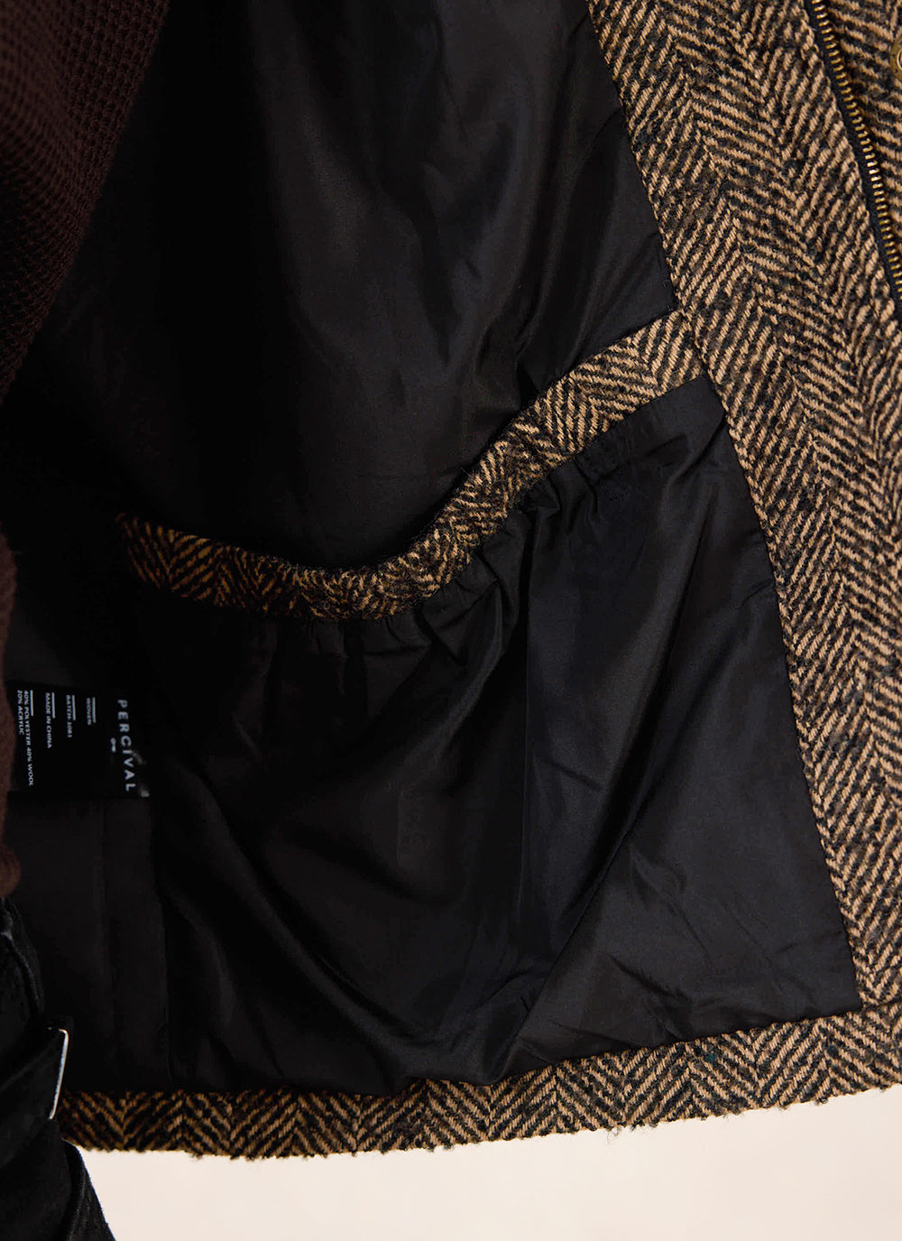 Men's Cropped Jacket - Herringbone Wool - Brown | Percival