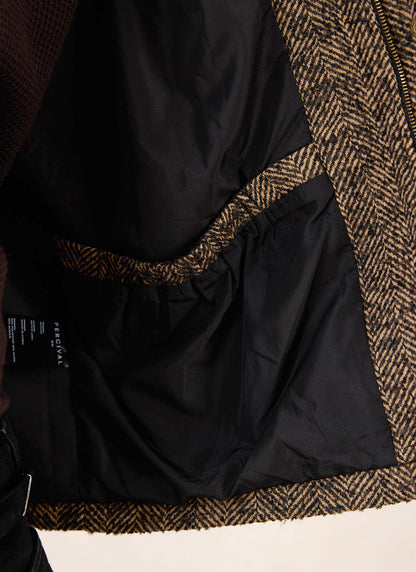 Men's Cropped Jacket - Herringbone Wool - Brown | Percival