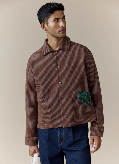 Men's Sorrento Overshirt Jacket - Linen - Brown | Percival