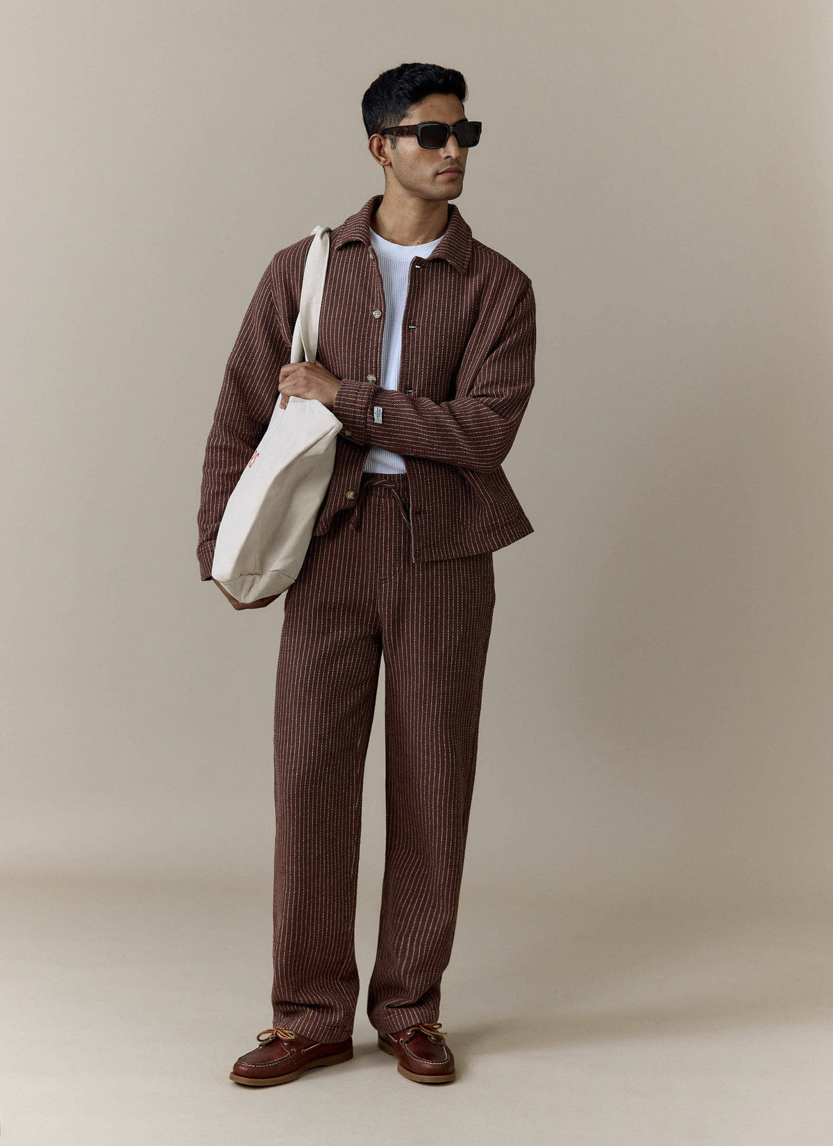 Men's Sorrento Overshirt Jacket - Linen - Brown | Percival
