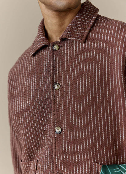 Men's Sorrento Overshirt Jacket - Linen - Brown | Percival