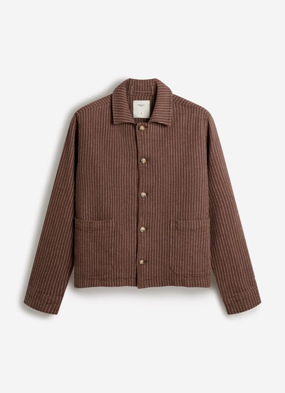 Men's Sorrento Overshirt Jacket - Linen - Brown | Percival