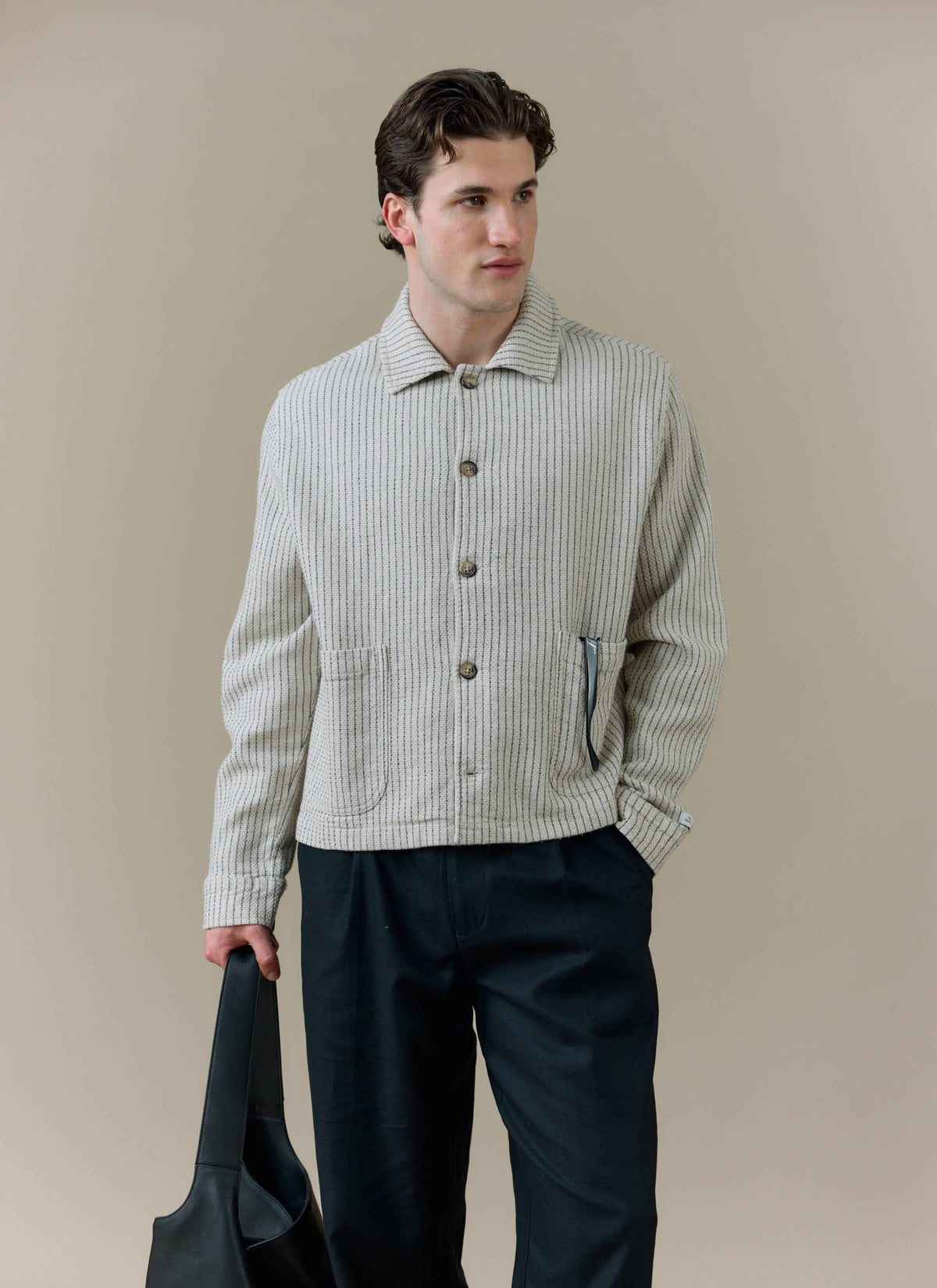 Men's Sorrento Overshirt Jacket - Linen - Cream | Percival