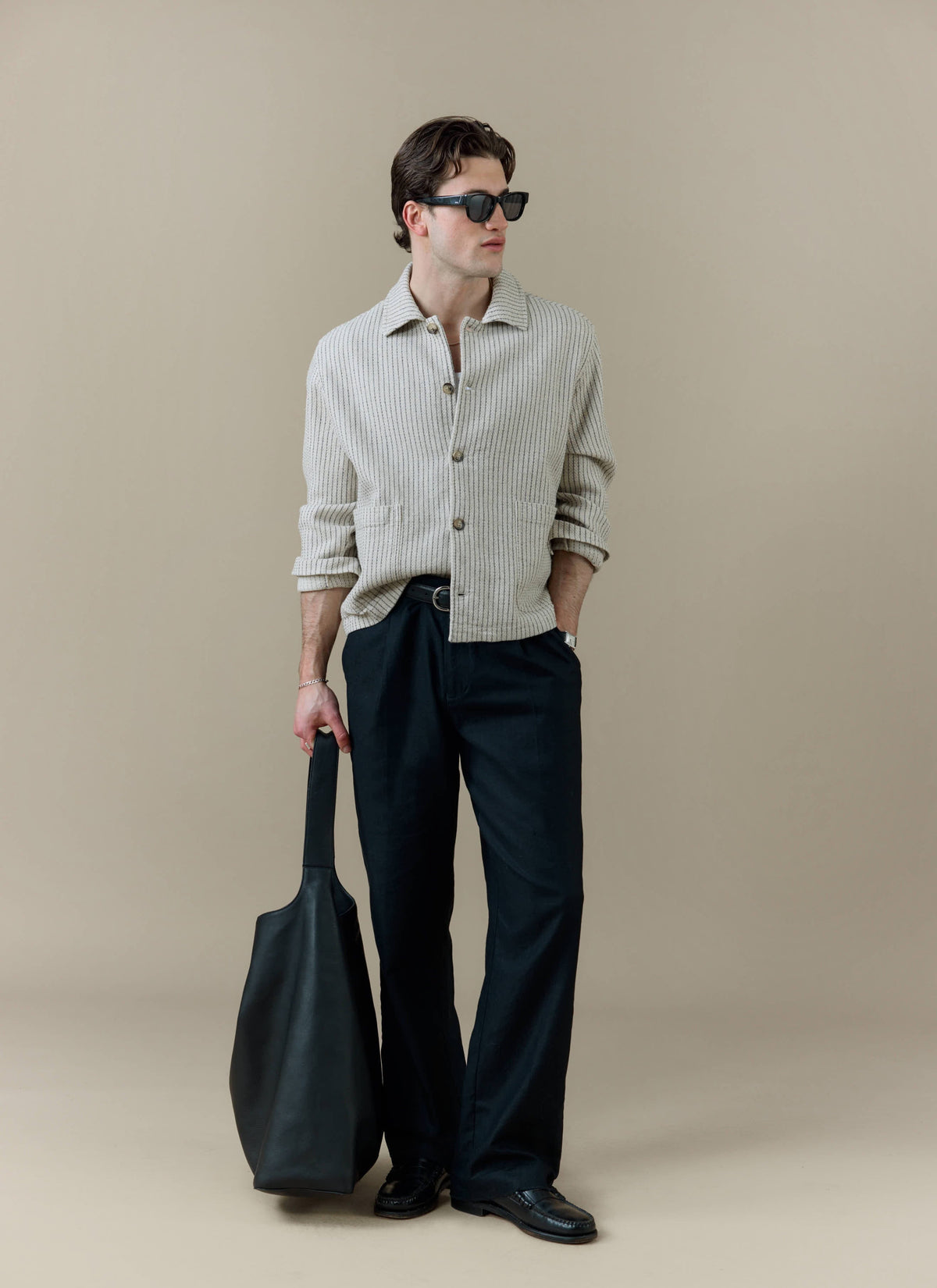 Men's Sorrento Overshirt Jacket - Linen - Cream | Percival