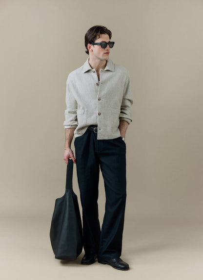 Men's Sorrento Overshirt Jacket - Linen - Cream | Percival