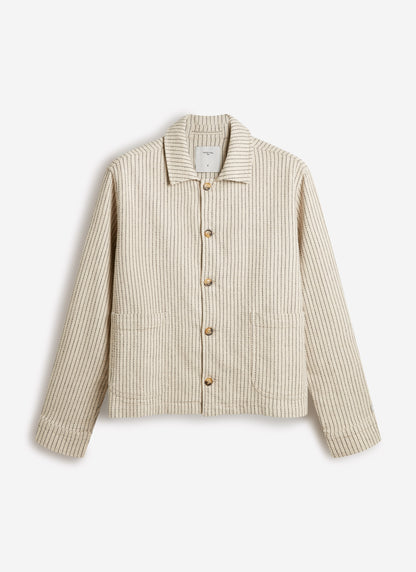 Men's Sorrento Overshirt Jacket - Linen - Cream | Percival