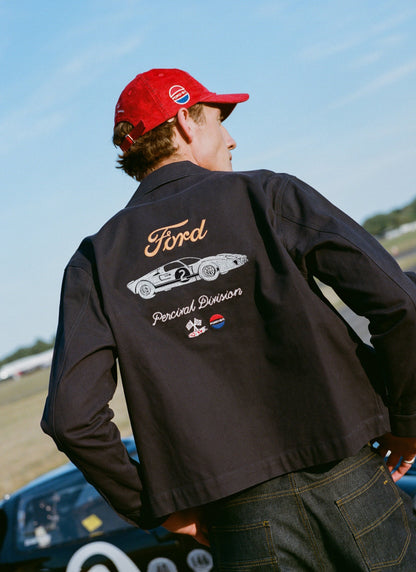 Men's GT40 Embroidered Canvas Jacket - Ford x Percival - Navy - Cotton | Percival
