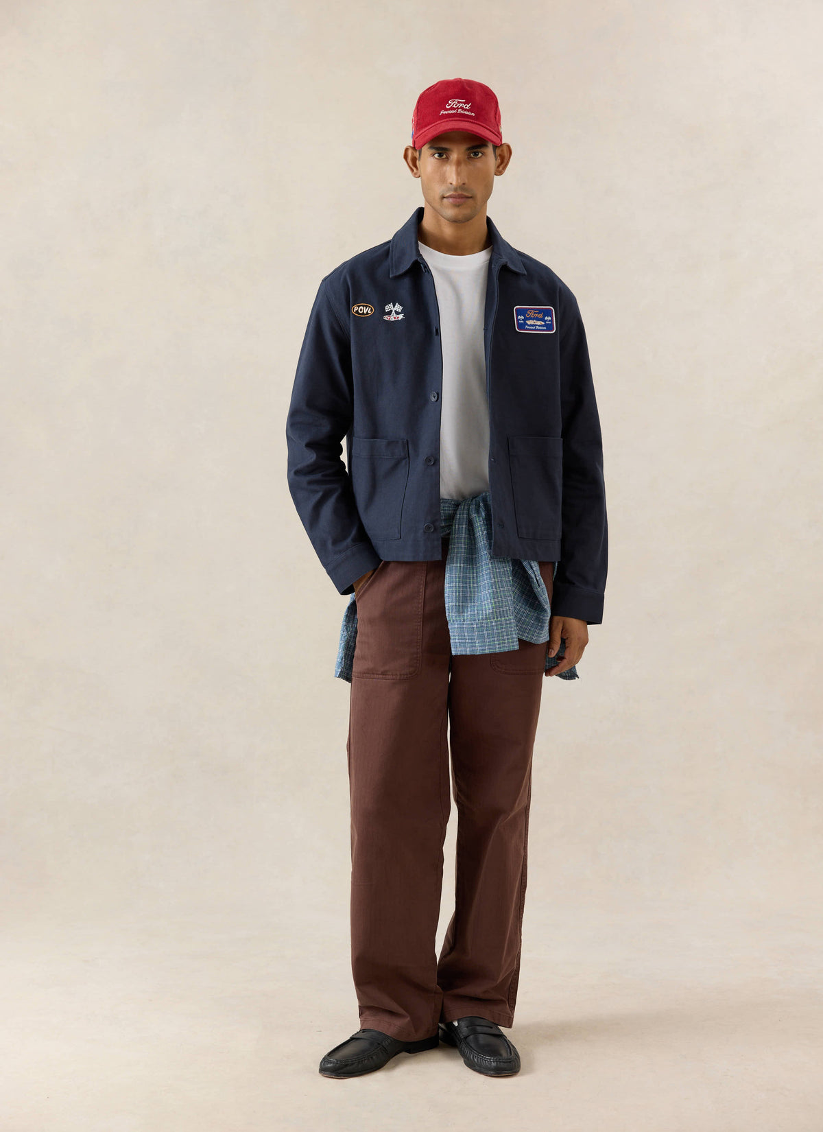 Men's GT40 Embroidered Canvas Jacket - Ford x Percival - Navy - Cotton | Percival