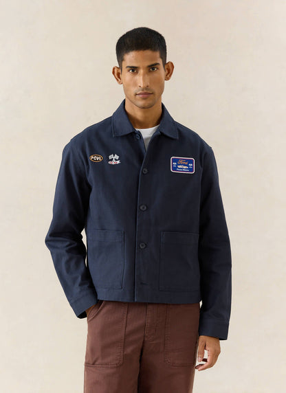 Men's GT40 Embroidered Canvas Jacket - Ford x Percival - Navy - Cotton | Percival