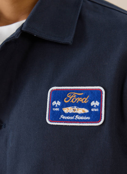 Men's GT40 Embroidered Canvas Jacket - Ford x Percival - Navy - Cotton | Percival