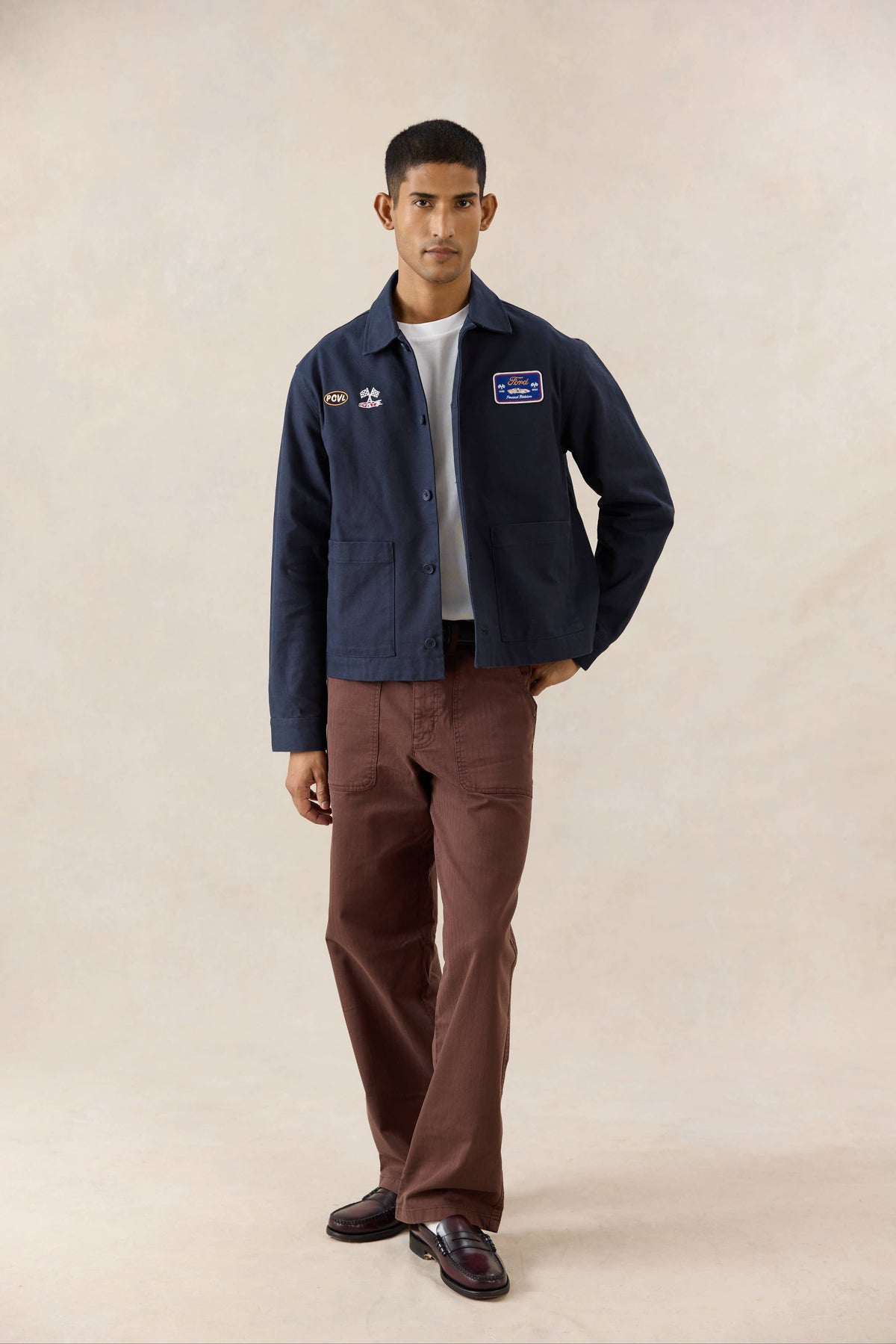Men's GT40 Embroidered Canvas Jacket - Ford x Percival - Navy - Cotton | Percival