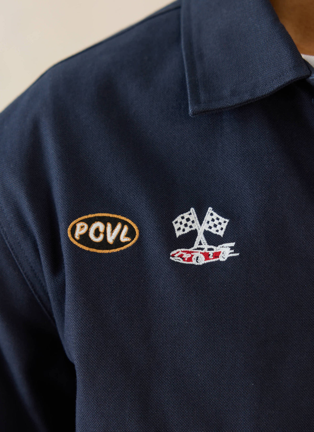 Men's GT40 Embroidered Canvas Jacket - Ford x Percival - Navy - Cotton | Percival