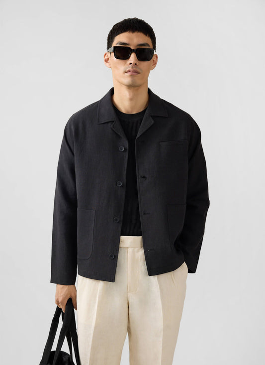 Men's Black Overshirt - 100% Linen | Percival