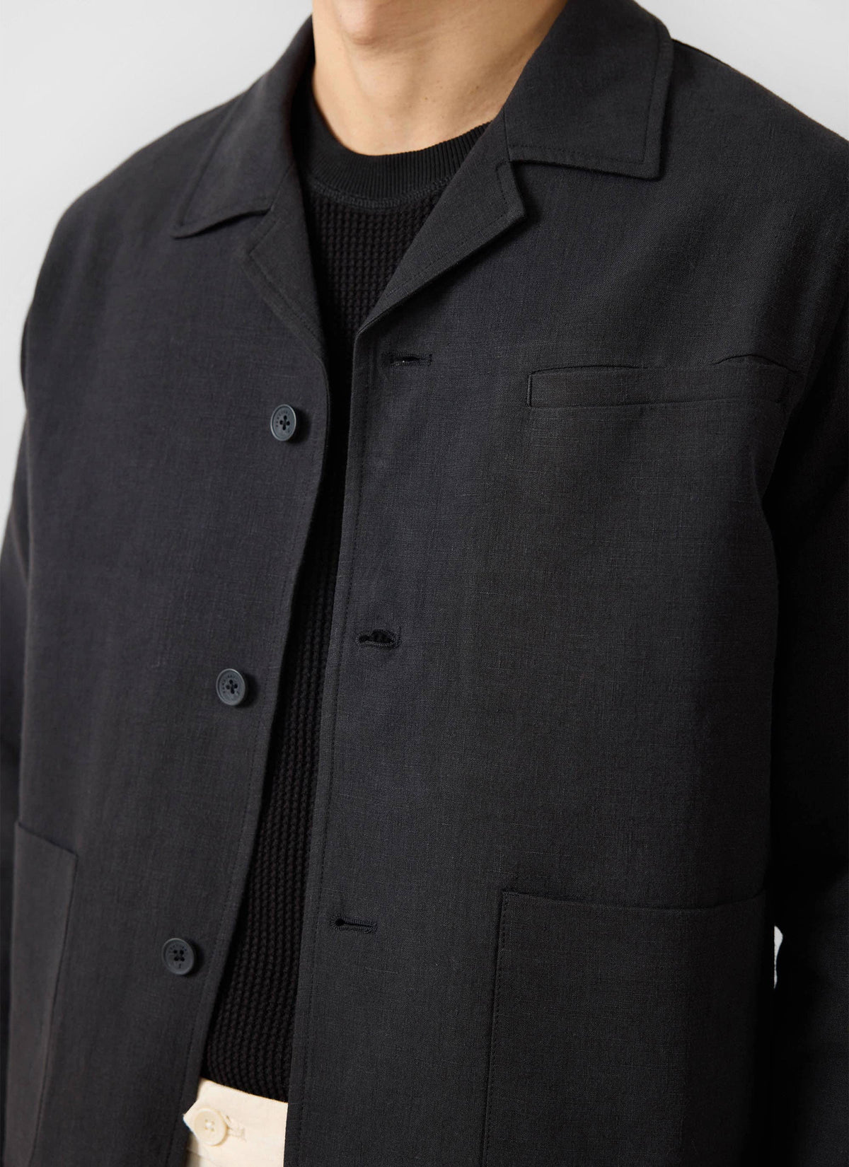 Men's Black Overshirt - 100% Linen | Percival
