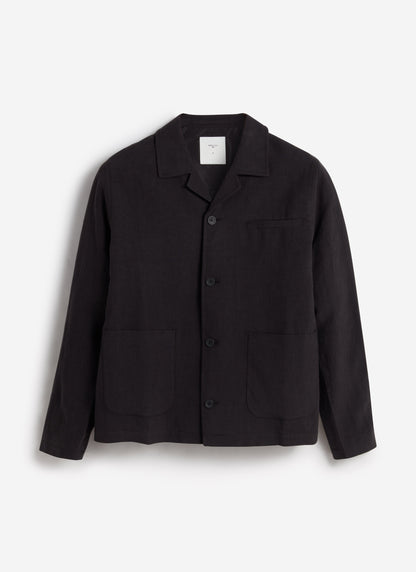 Men's Black Overshirt - 100% Linen | Percival