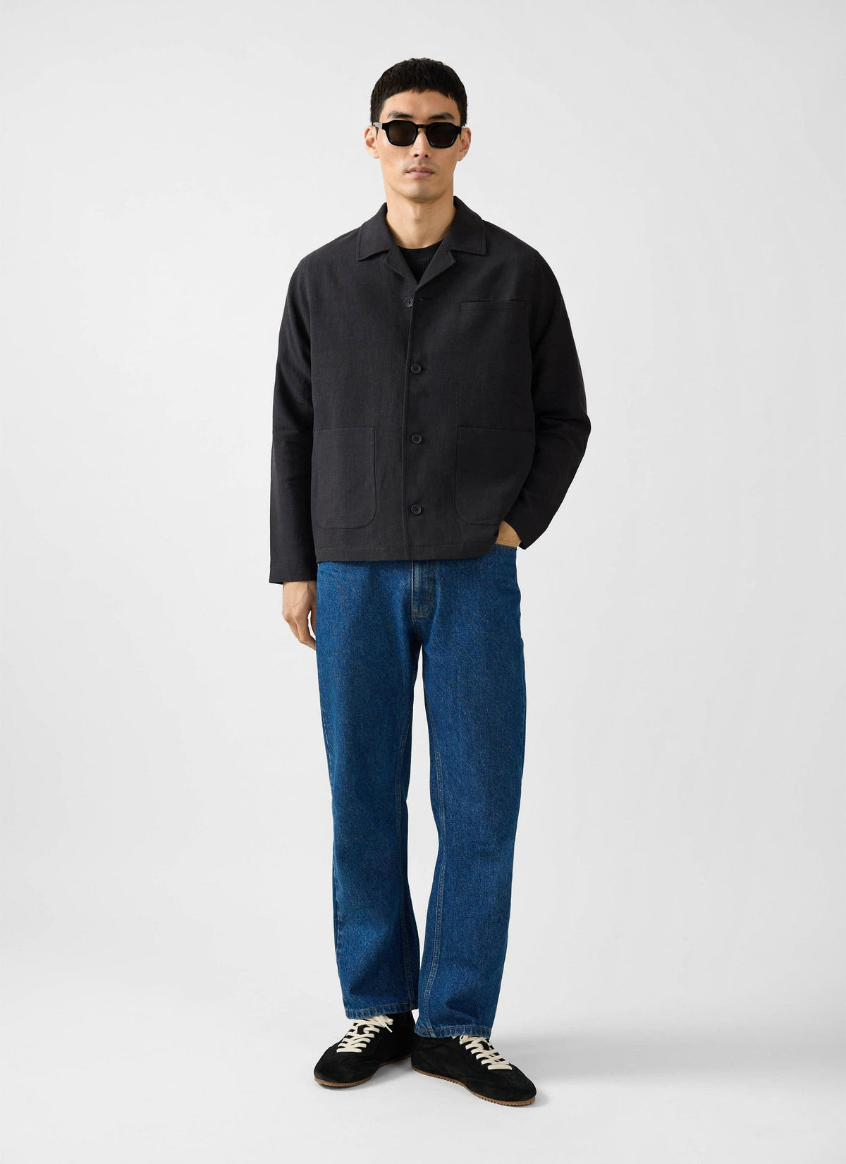 Men's Black Overshirt - 100% Linen | Percival