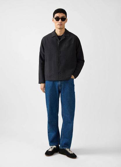 Men's Black Overshirt - 100% Linen | Percival