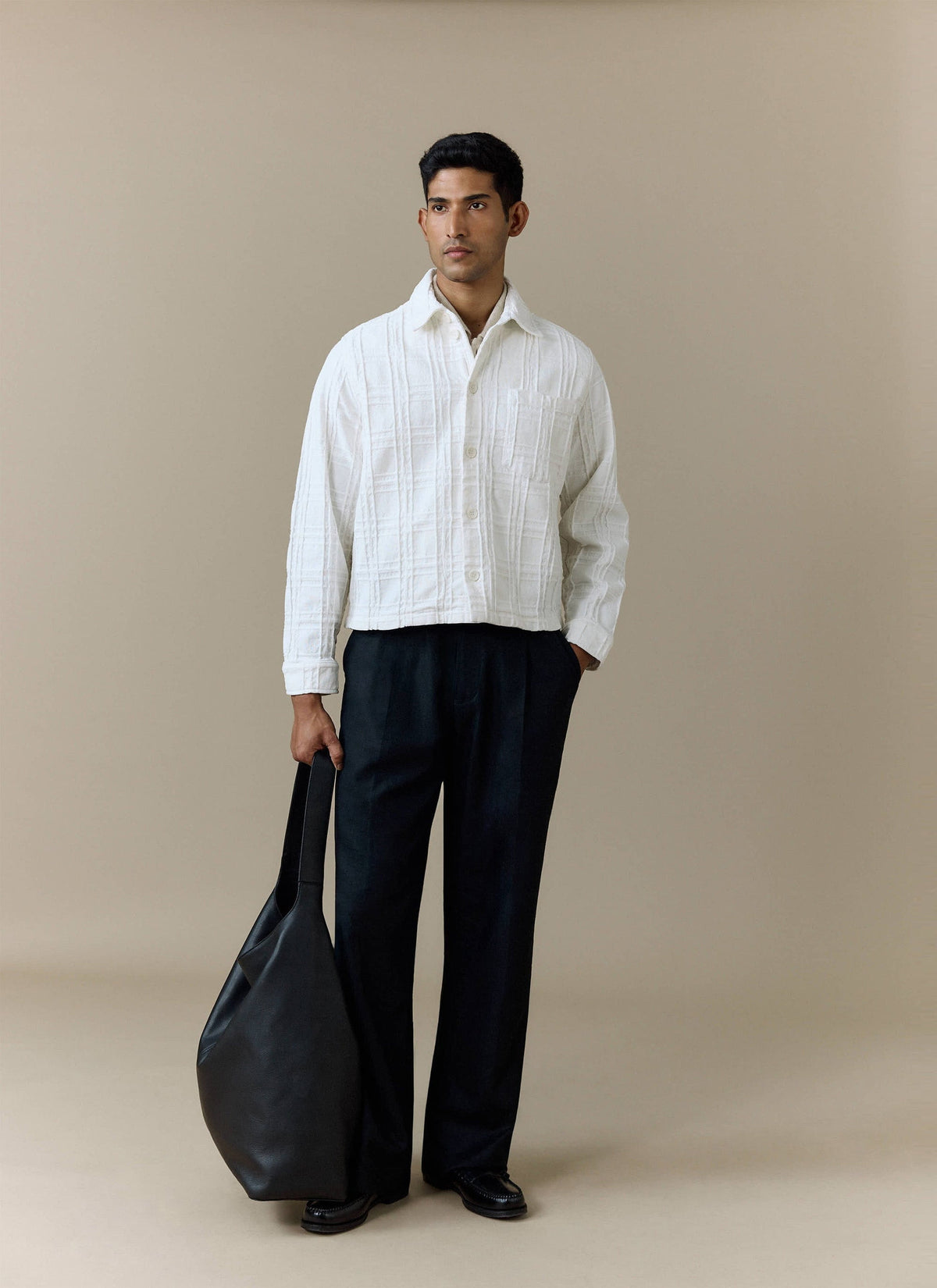 Men's Check Overshirt - Canyon - Cotton - White | Percival