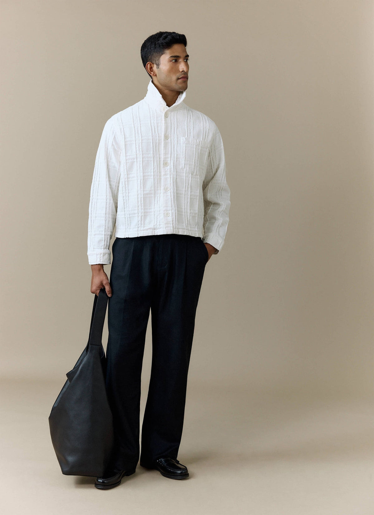 Men's Check Overshirt - Canyon - Cotton - White | Percival